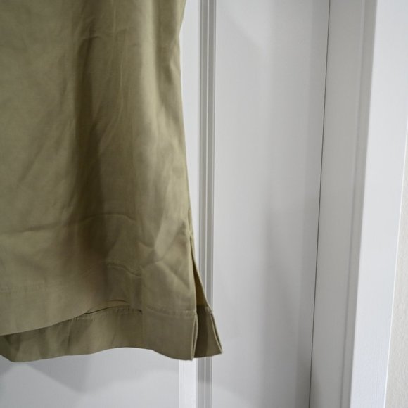 Reiss Emi Linen Blend V-Neck Sleeveless Blouse in Olive Green | Size 12 - Picture 7 of 11